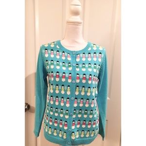 ⭐️sold⭐️Blue Snowman Cardigan Sweater Ugly or Cute